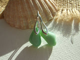 Jadeite Milk Sea Glass Geometric Earrings, Sterling Silver