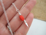 Sea glass bead necklace - red 2