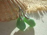 Jadeite Milk Sea Glass Geometric Earrings, Sterling Silver