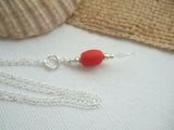 Sea glass bead necklace - red