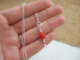 Sea glass bead necklace - red