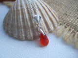 amberina drop shaped sea glass necklace