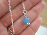 baby blue sea glass bead necklace