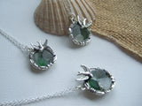 Birds Nest Pendant - green sea foam white