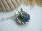 Birds Nest Pendant - Mixed sea glass
