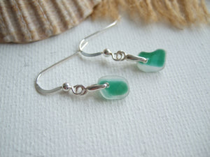 petite earrings with seaham sea glass in green