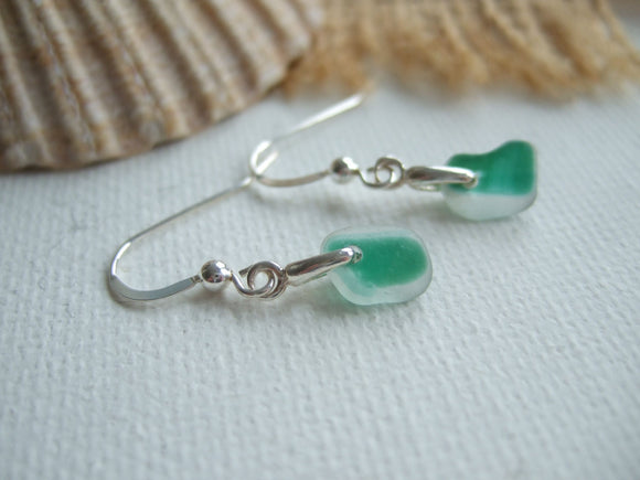 petite earrings with seaham sea glass in green