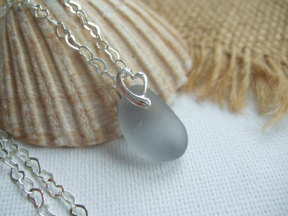 small scottish grey sea glass pendant 