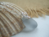 Heart Pendant - Grey Sea Glass Petite with Heart Necklace