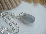 Heart Pendant - Grey Sea Glass Petite with Heart Necklace