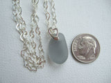 Heart Pendant - Grey Sea Glass Petite with Heart Necklace
