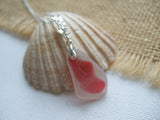 Scottish Pink Sea Glass Necklace Floral Setting Sterling Silver - Flawless