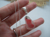 Scottish Pink Sea Glass Necklace Floral Setting Sterling Silver - Flawless