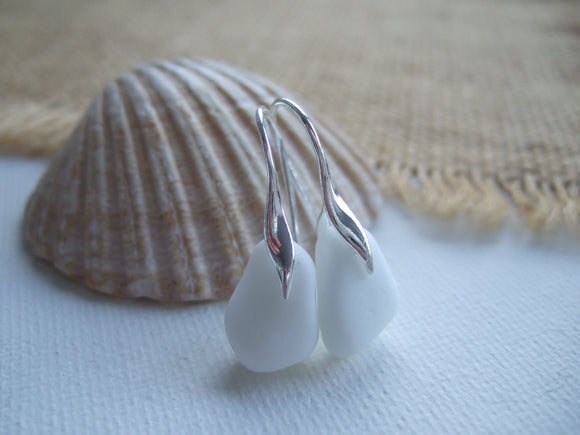 white milk glass earrings