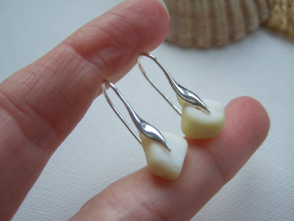 yellow milk sea glass earrings
