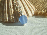 Sea Glass Bead Necklace - Blue Pineapple Pendant