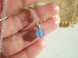 Sea Glass Bead Necklace - Blue Pineapple Pendant