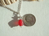 Sea Glass Bead Necklace - Red Pineapple Pendant