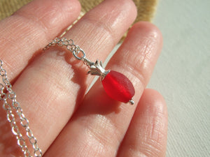 red sea glass bead pineapple necklace