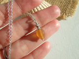 Sea Glass Bead Necklace - Honey Coloured Pineapple Pendant