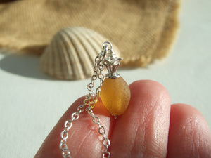 sea glass bead honey coloured pineapple pendant