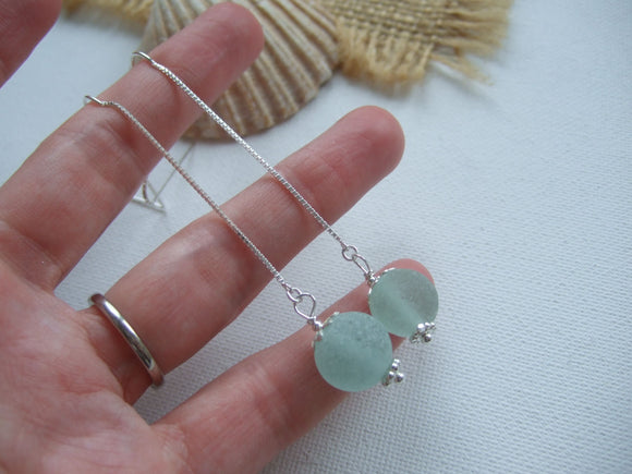 sea glass marble threader earrings 