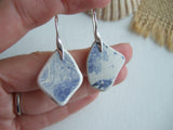 Scottish Sea Pottery Earrings - Blue Willow Pagoda Patterns
