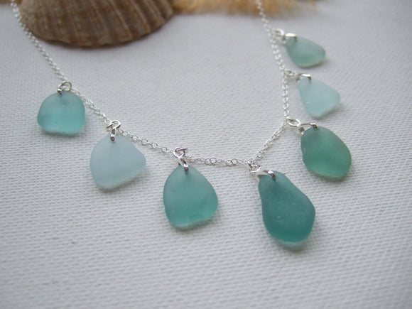 teal sea glass necklace japanese beach glass