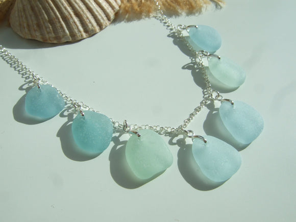 pastel colour japanese sea glass necklace