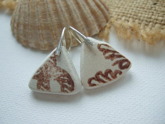 brown sea pottery earrings
