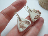 Sea pottery earrings - Brown Scottish Spongeware
