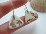 Sea pottery earrings - Brown Scottish Spongeware