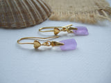 neodymium sea glass and gold heart earrings