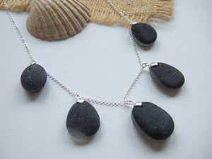 secret sea glass black necklace