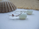 Seaham Opalescent Sea Glass Earrings, Dangling Heart Earrings