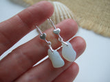 Seaham Opalescent Sea Glass Earrings, Dangling Heart Earrings