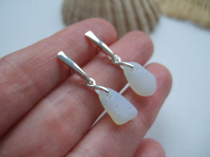 stud earrings with opalescent sea glass