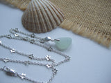 Opalescent Sea Glass Pendant, Star Chain Sterling Silver 20"