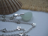 Opalescent Sea Glass Pendant, Star Chain Sterling Silver 20"