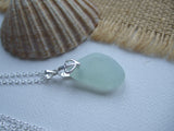 Opalescent Sea Glass Pendant, Drop Shaped Beach Glass Heart Setting