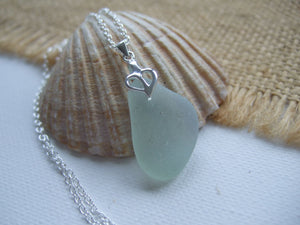 heart design opalescent sea glass necklace