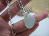 Opalescent Sea Glass Pendant, Drop Shaped Beach Glass Heart Setting