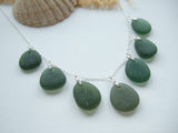 Green Sea Glass Necklace, Sterling Silver 18", Seaham Beach Glass