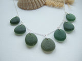 Green Sea Glass Necklace, Sterling Silver 18", Seaham Beach Glass