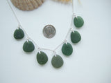 Green Sea Glass Necklace, Sterling Silver 18", Seaham Beach Glass