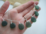 Green Sea Glass Necklace, Sterling Silver 18", Seaham Beach Glass