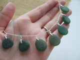 Green Sea Glass Necklace, Sterling Silver 18", Seaham Beach Glass