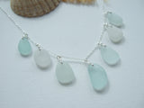 Seaham Sea glass Necklace, Sea Foam White Mix, Sterling Silver 18"