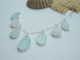 Seaham Sea glass Necklace, Sea Foam White Mix, Sterling Silver 18"