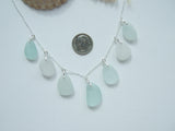 Seaham Sea glass Necklace, Sea Foam White Mix, Sterling Silver 18"